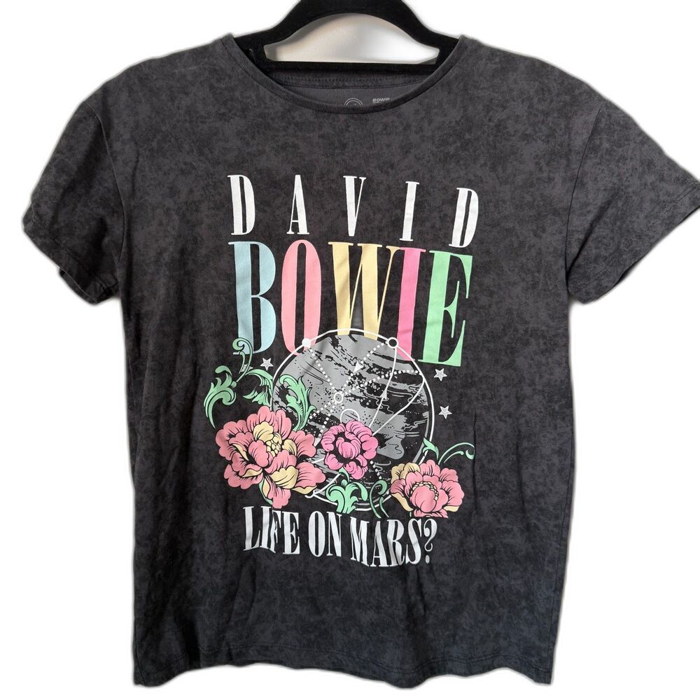 Youth David Bowie Life On Mars Graphic Tee Mineral Wash Acid Gray Black Size XL